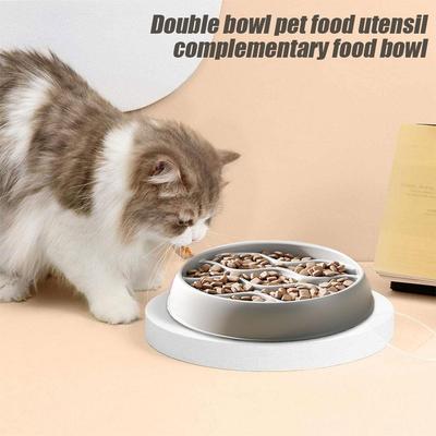 Large Capacity Cat Litter Box Thickening Non-Spill Health Dish Pet Digestive Clean Food Dual-Use Water Choking Easy Prevent A8H2