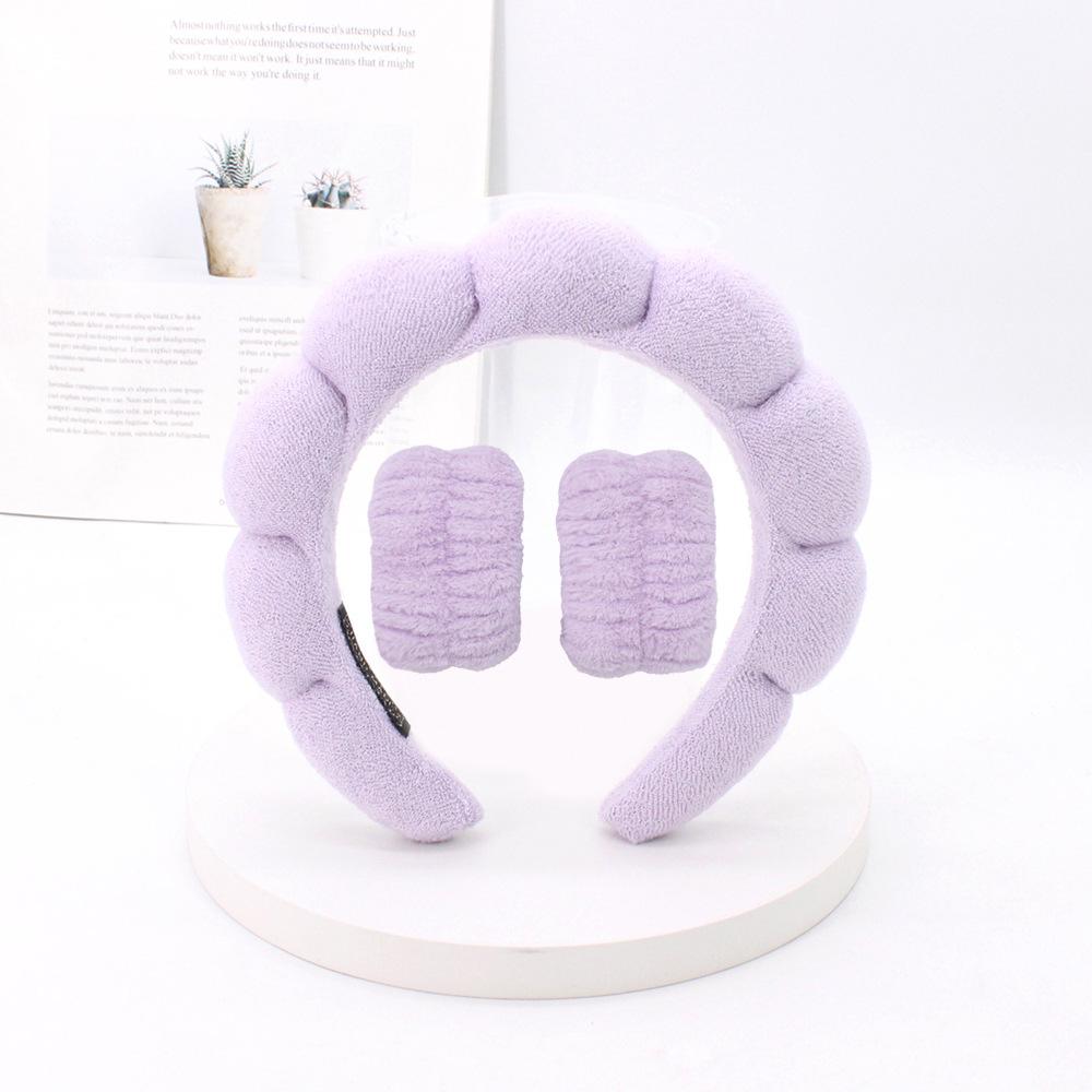 3Pcs Coral Fleece Washing Wristbands Terry Cloth Puffy Headband Spa Sponge Headband for Washing Face Makeup Shower Skincare