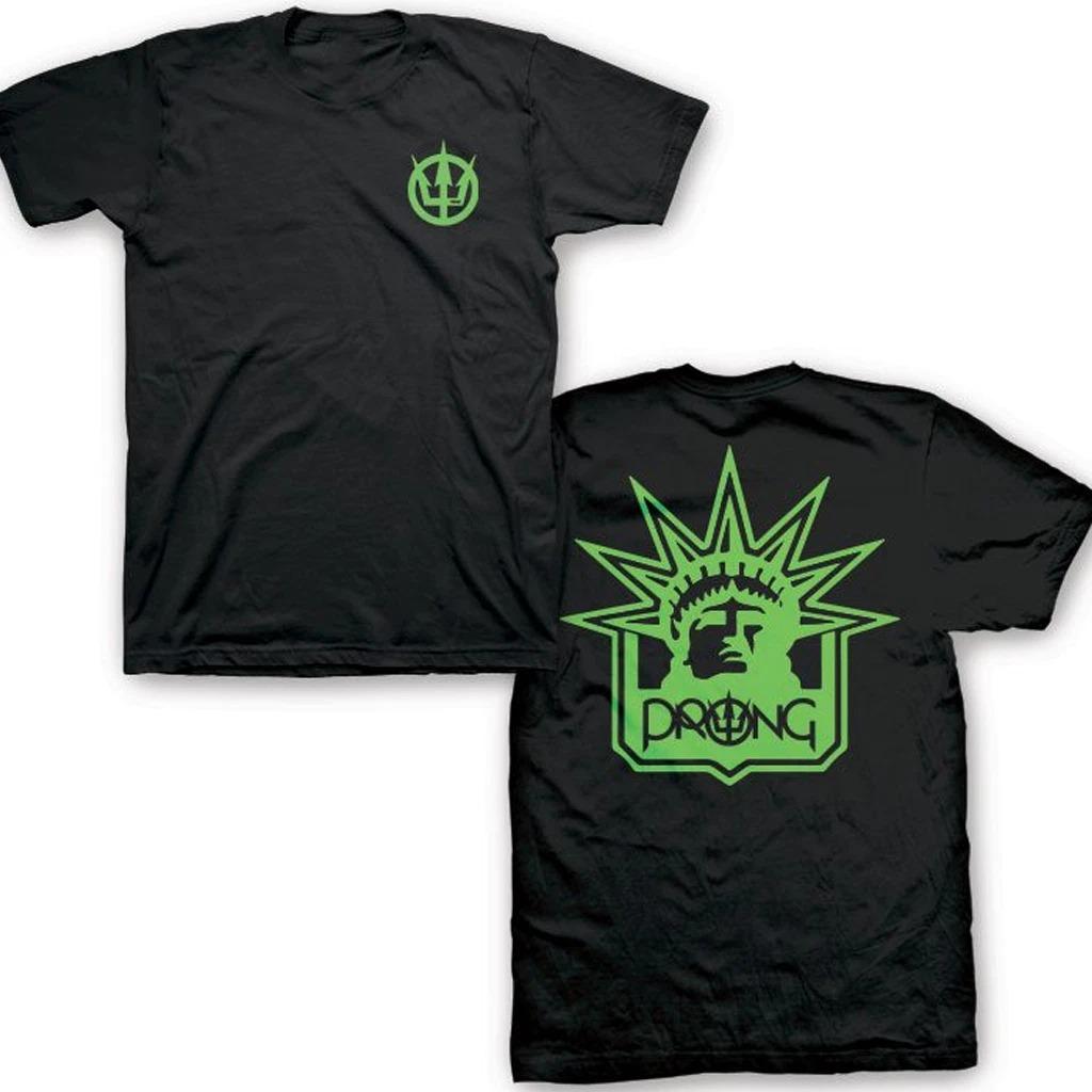 Prong Band 2 Sides BLACK T-shirt Unisex American Oversized Short-sleeved Men's Women's Fashion Street Hip-hop Rock Top