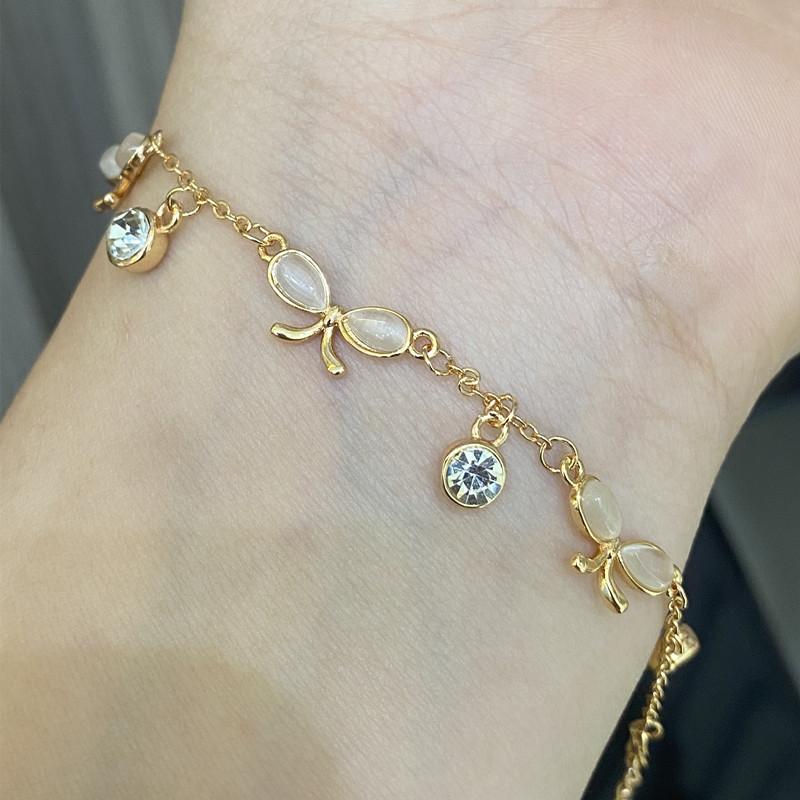 opal bow diamond bracelet design exquisite simple personalized jewelry hair crystal