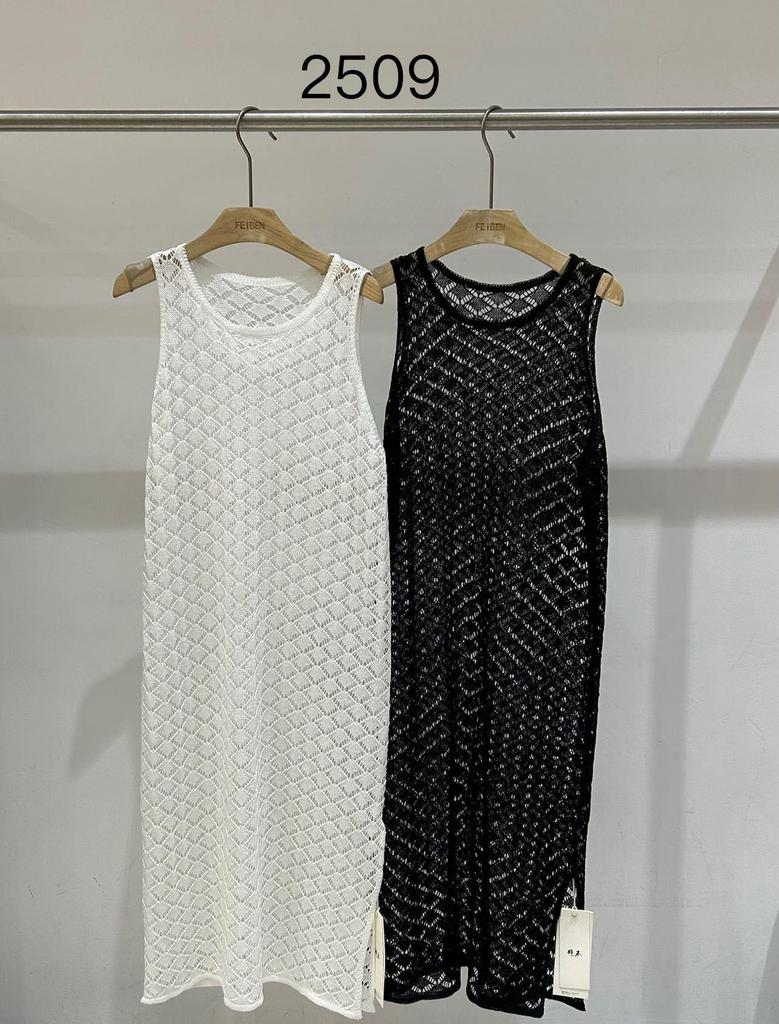 2509 Summer Korean Loose Plus-Size Casual Layered Mesh Vest Dress