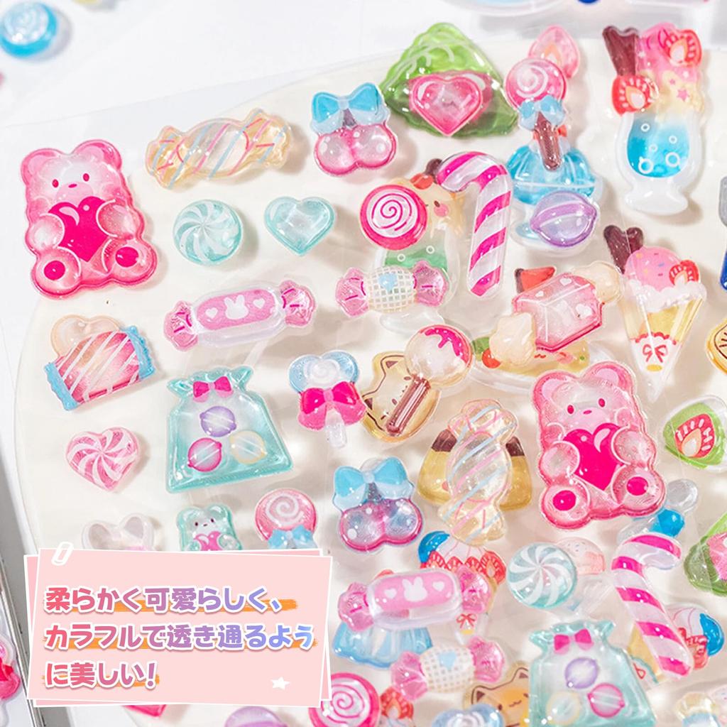 Cute Set of 3D Perfect for Cell Phone Smartphone Kids DIY Birthday Large Capacity 2-Piece Stickers, Treats, Decorations, Planners, Crafts, Cases,