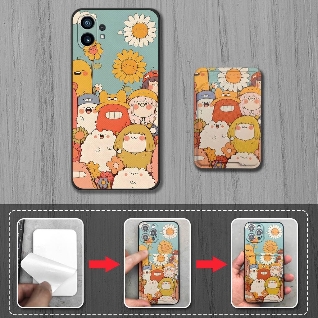 Full wrap Cartoon Phone Case For Nothing Phone1 Anti-knock Graffiti Back Cover Card bag Silicone TPU Cute protective