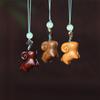 Red Sandalwood Sleepwalking Goat Zodiac Phone Pendant Keychain Ornament.