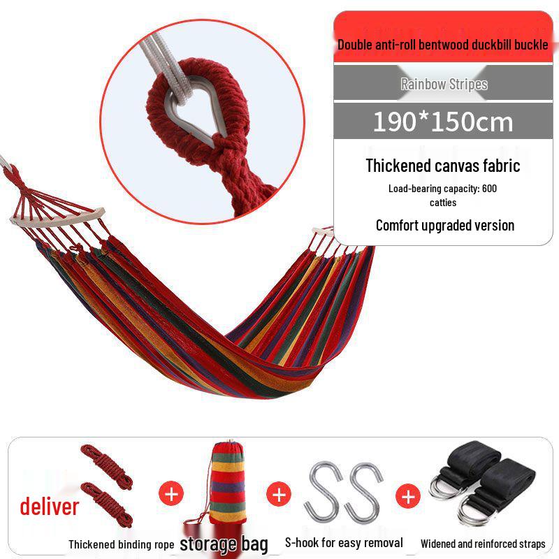 Rainbow Striped Portable Outdoor Hammock Chair for College Students