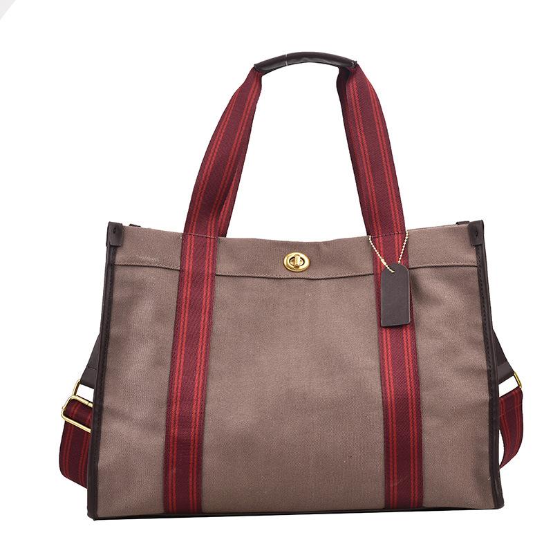 Large-capacity simple tote bag spring and summer new high-end texture contrasting color portable shoulder bag