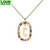Letter Necklace Chain With Colorful Cubic Zirconia For Women Initial A -Z Alphabet Pendant Choker Trend Jewelry