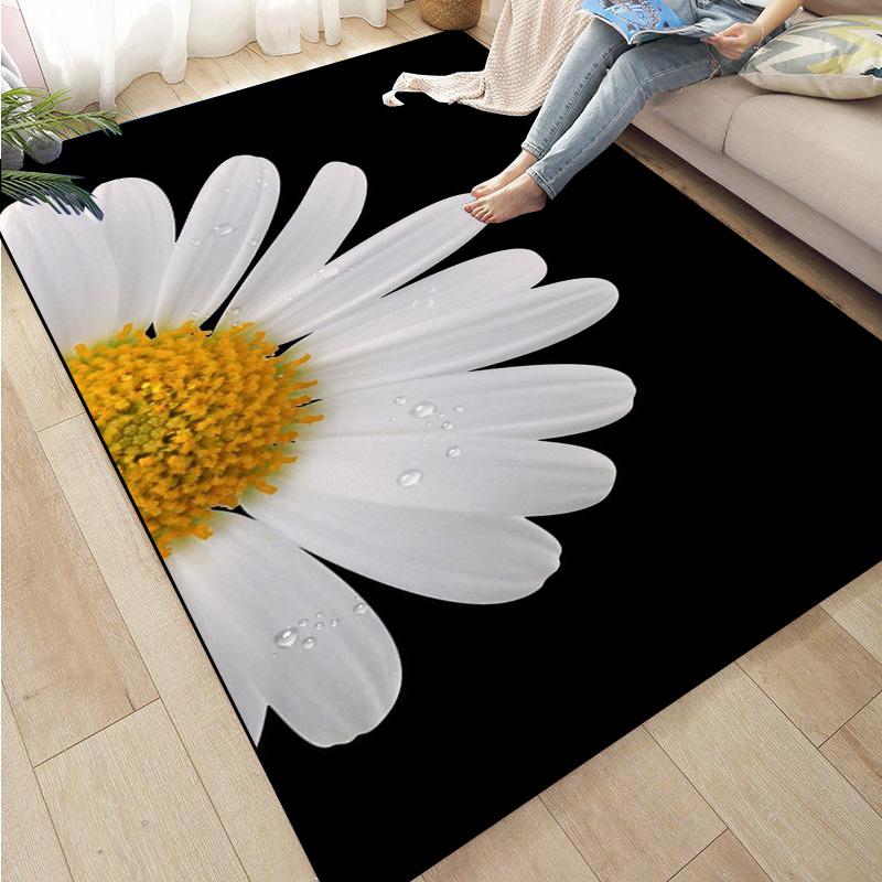 Colorful Flower Area Decoration Rose Sunflower Daisy Peach Blossom Floor Mat Living Room Sofa Rugs carpet