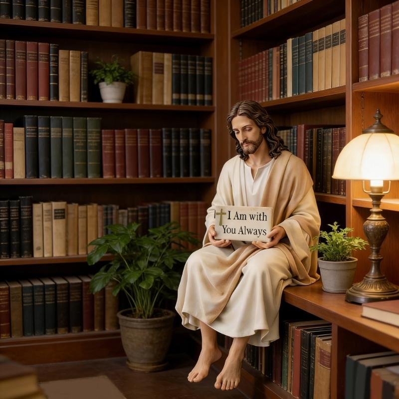 Sitting Marys/Jesuses Christ Statue with Sayings Sign Resin Desk Companion Figurines Religious Ornament Gift
