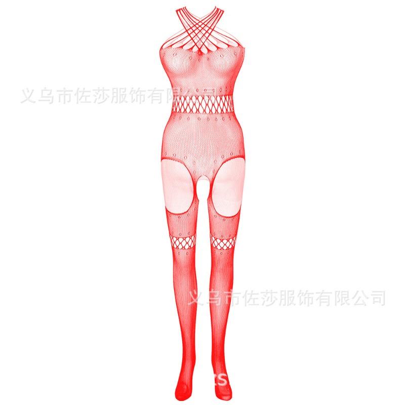 Sex Underwear Sexy Temptation Neck Hollow Open Crotch Transparent One-piece Net Clothes Net Hole One-piece Net Socks