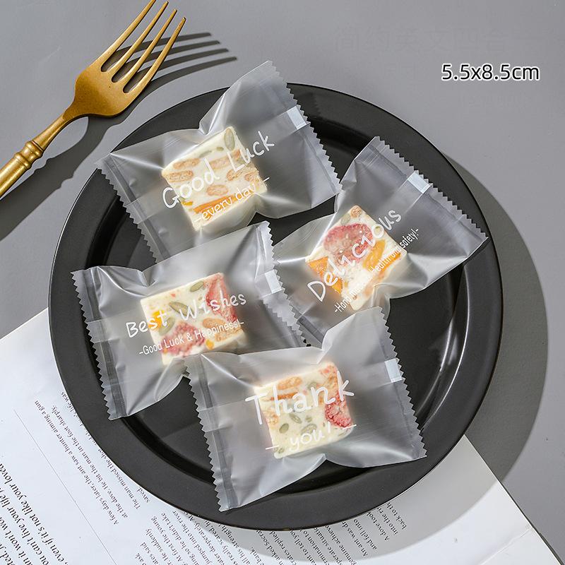 

100 шт. Прозрачные матовые пакеты для конфет, запечатываемые машинным способом, пластиковые пакеты для самостоятельной упаковки печенья и нуги, принадлежности для выпечки, сувениры для вечеринок