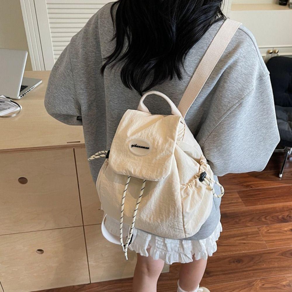 Drawstring Women Nylon Backpack Lightweight Minimalist Commuting Backpack  Travel