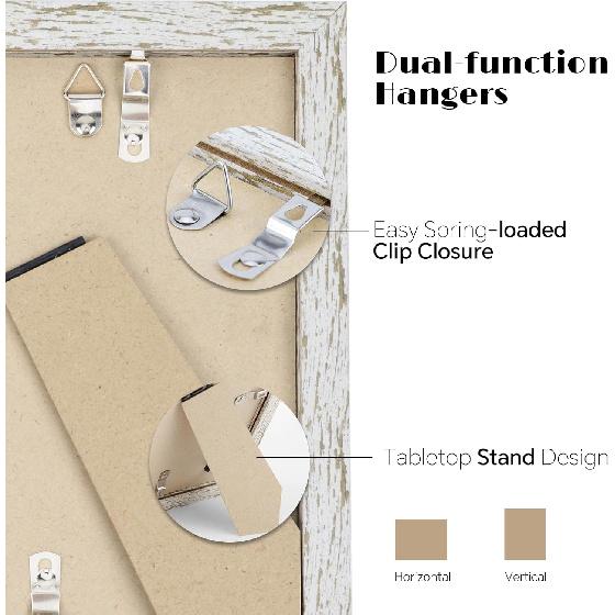 puthiac 5x7 Rustic Picture Frame, Farmhouse Distressed Wood Photo Frame, Shatterproof Acrylic Front, Wall & Tabletop, Vertical/Horizontal, Vintage