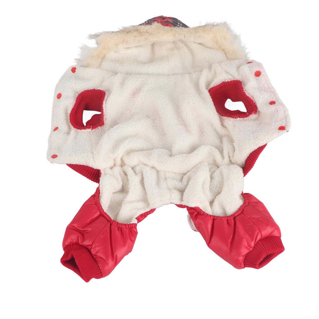 Dog Winter Coat Thicken Polyester and Fleece Padded Plaid Pet Warm Hooded Clothes for Small Dogs