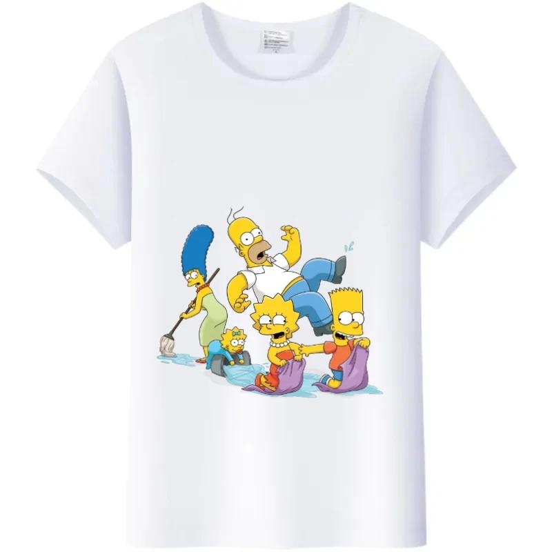 Casual Disney Cartoon Simpson Harajuku T-shirt Summer Blouses Ladies Men White Tees Tops Short Sleeve Blouses Women 90S Tshirt