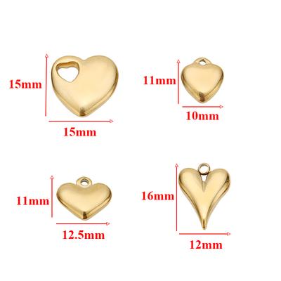 5pcs Stainless Steel Gold Color Classical Heart Charms Pendants DIY Jewelry Making Findings Women Necklace Bracelets Supplies
