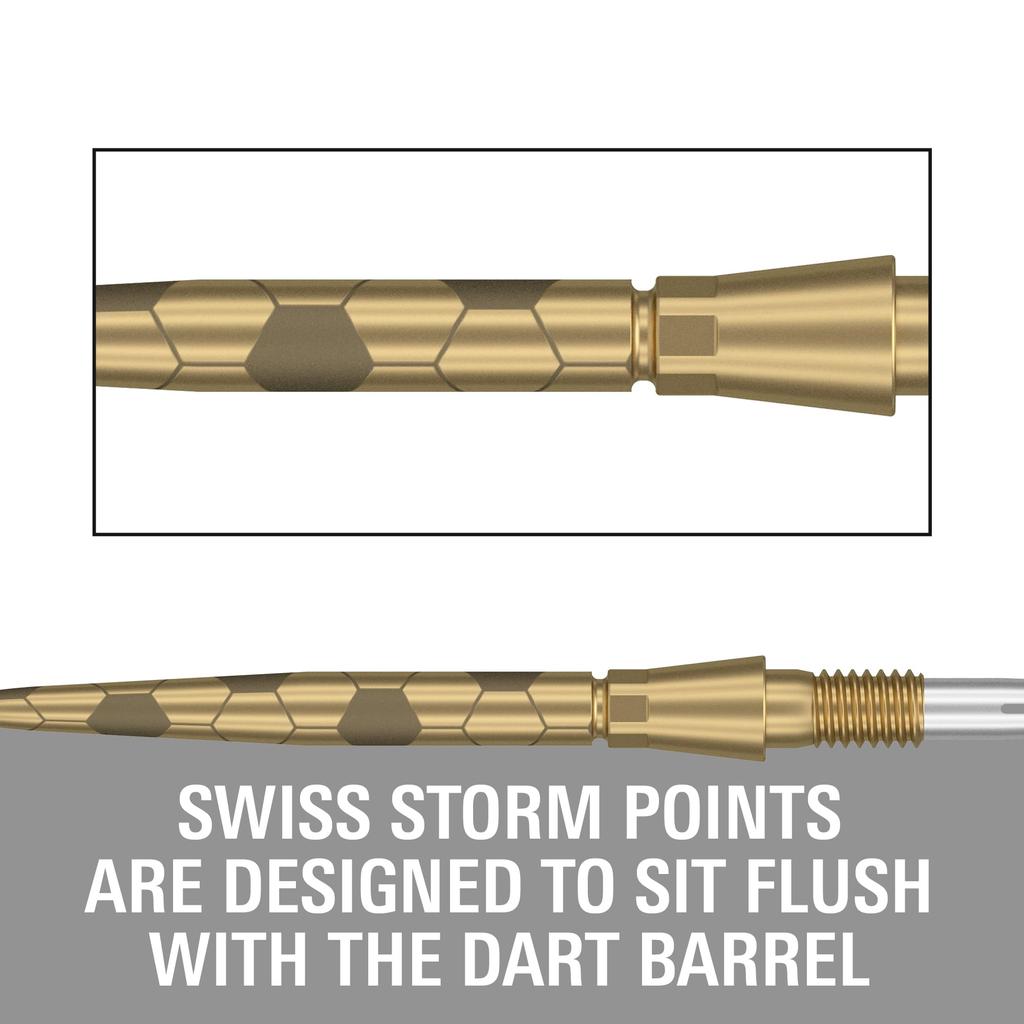 Target Darts Swiss Storm ONYX Dart Points of Replacement Steel Dart Points (Set 3) 26mm/30mm/35mm - Silver/Gold/Black (26mm, Gold)