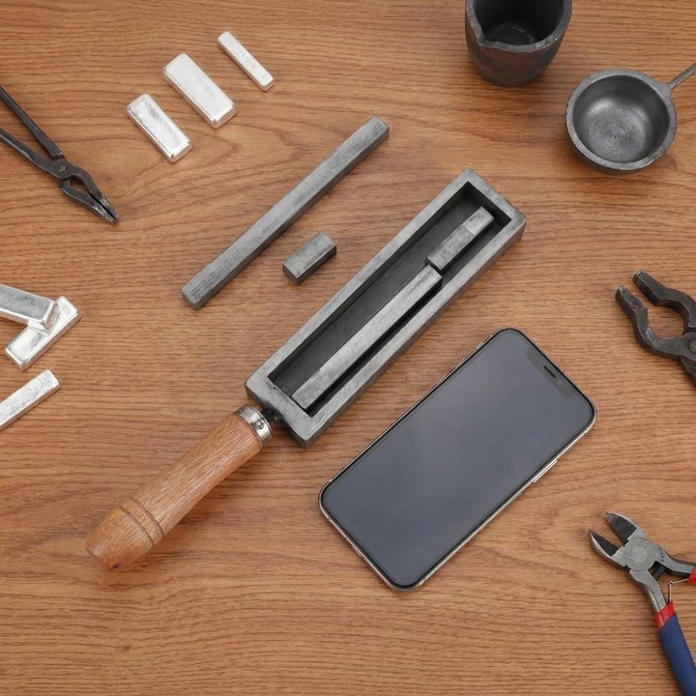 Iron Material Casting Mold Wooden Handle Jewelry Equipment Melting Groove Silver Casting