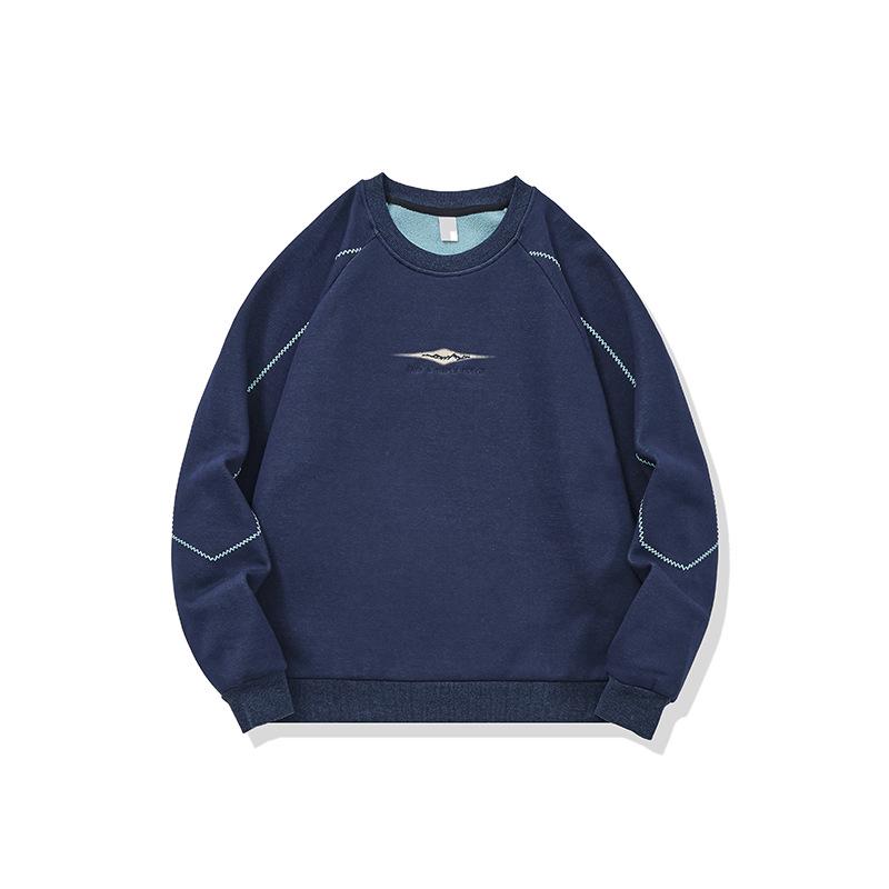 Men's 2025 Autumn/Winter Fleece-Lined Round Neck Sweatshirt - Casual, Loose, High-End Texture, Thick Long Sleeve Top