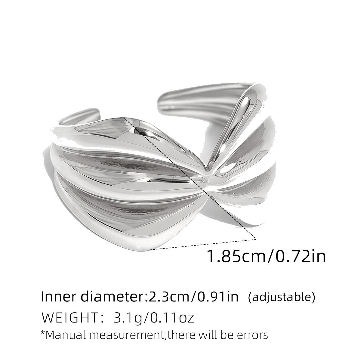 Stainless Steel Open Rings for Women 18K Gold Plated Fashion Couple Handmade Irregular Lines Ring Party Zircon For Women