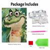 Pearl painting diy sticky diamond creative cute green crocodile alligator animal diamond painting kit living room hanging painting