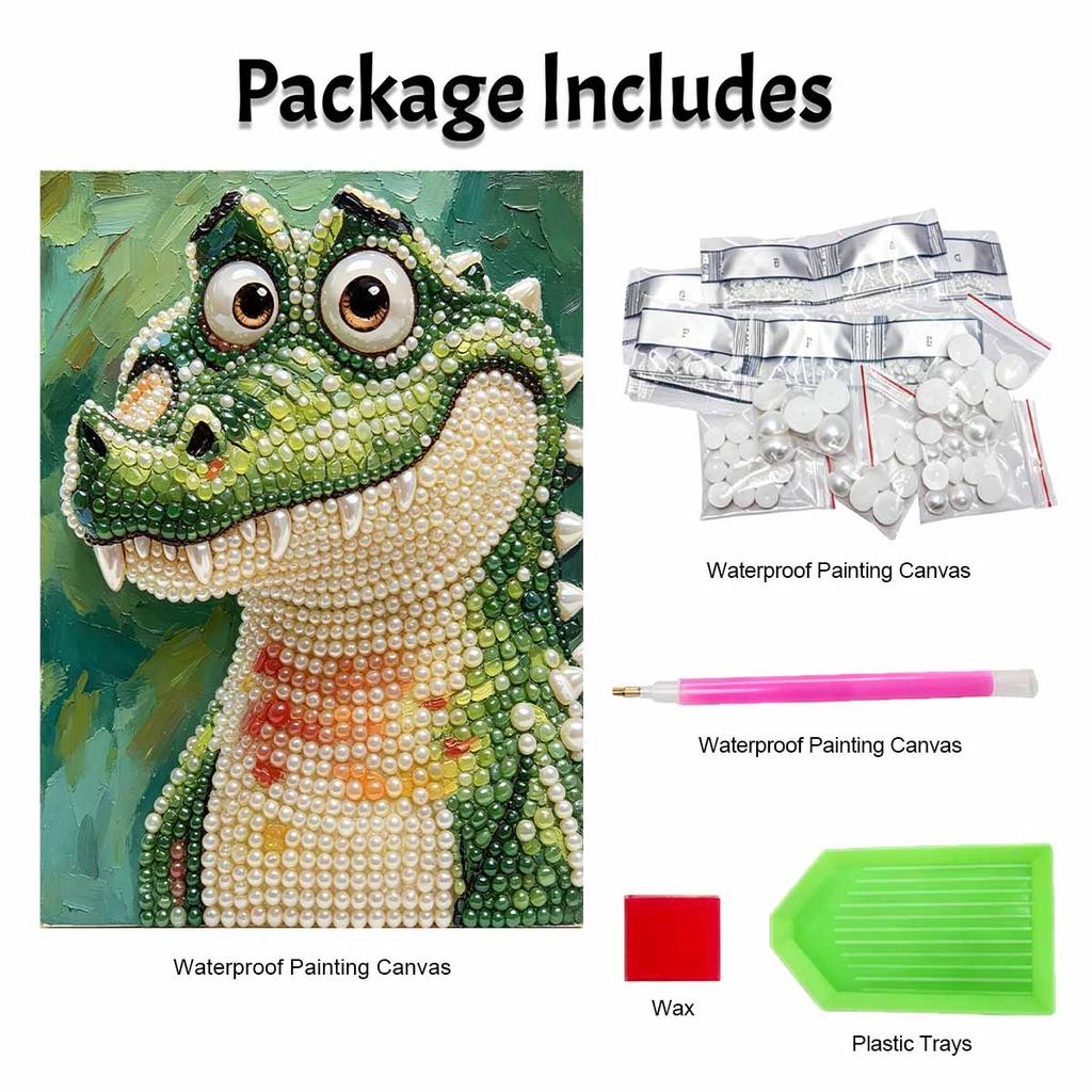Pearl painting diy sticky diamond creative cute green crocodile alligator animal diamond painting kit living room hanging painting