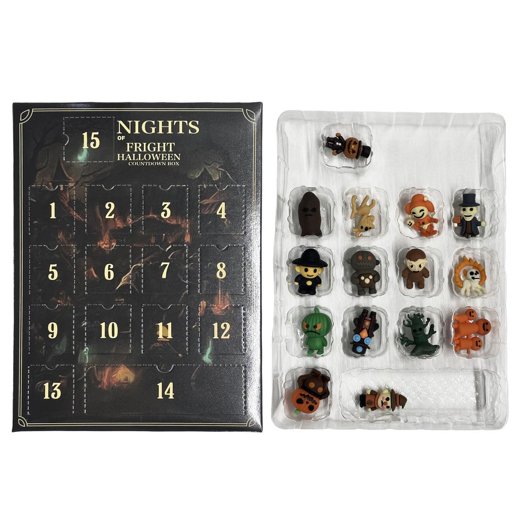 2025 Halloween Adventskalender 7/15/31-Tage Halloween Countdown Kalender mit Sammel-Gruselfiguren Geschenkbox Halloween Geschenk