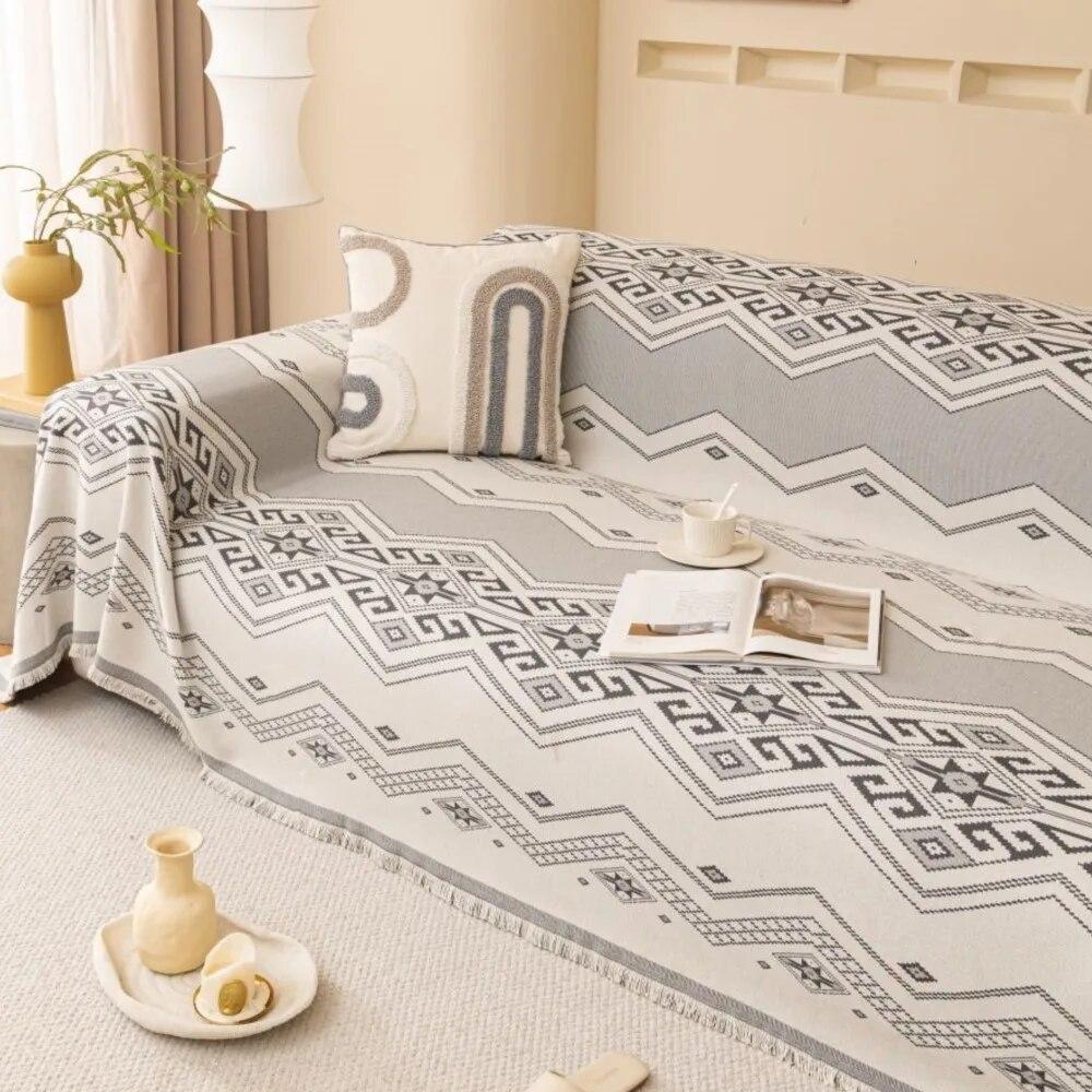 Nordisk Bøhmisk Vind Sofaputetrekk Dobbeltsidig Sofatrekk Sofatrekk Universalt Anti-katt Sofatrekk 1.2.3.4 Seter Teppe