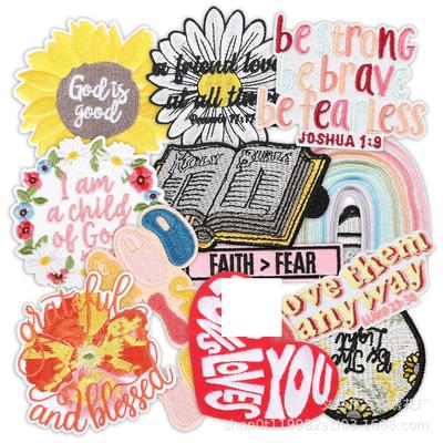 Upper Tie Embroidery Cloth Sticker Clothes Decorative Patch Sticker Letter Yangyesu Inspirational Quotations Classic Wen Computer Embroidery Chapter L