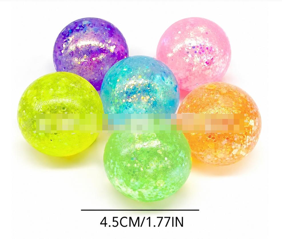 TPR Glitter Stress Relief Ball Slow Rebound Squeeze Ball Sensory Fidget Toy for Students and Adults Durable Soft Material