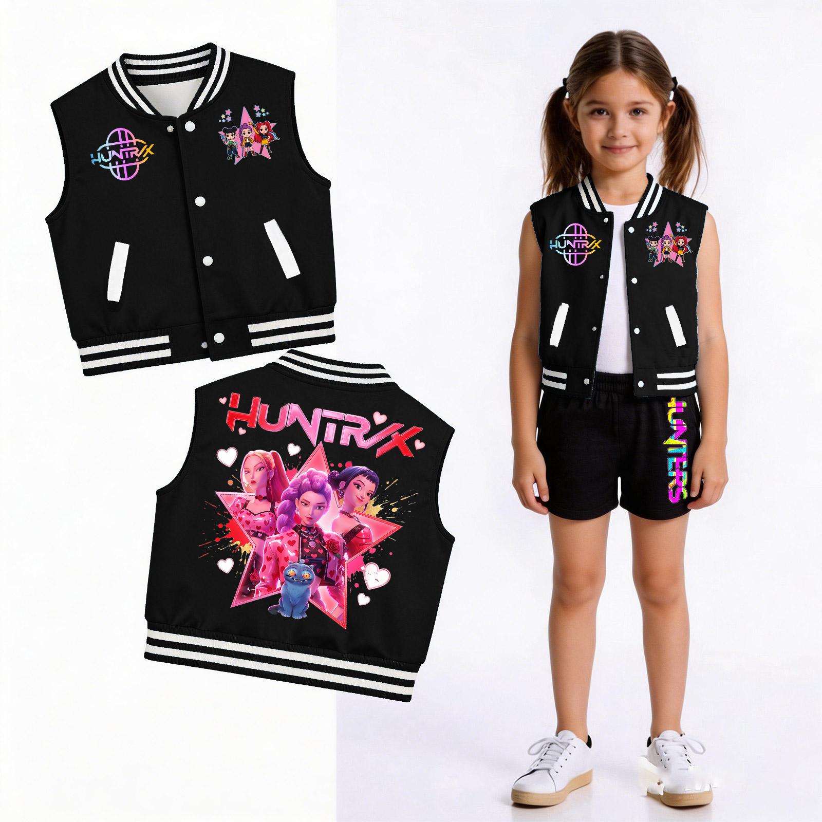 Children s Fashionable Casual Sleeveless Vest Printed Set 110 чёрный