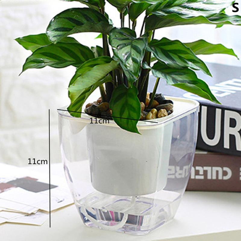 Blumentopf Selbstbewässerung Pflanzgefäß Transparentes Pflanzgefäß Blumentopf Wasserspeicherbecken Lager Gartenzubehör Heimdeko FU