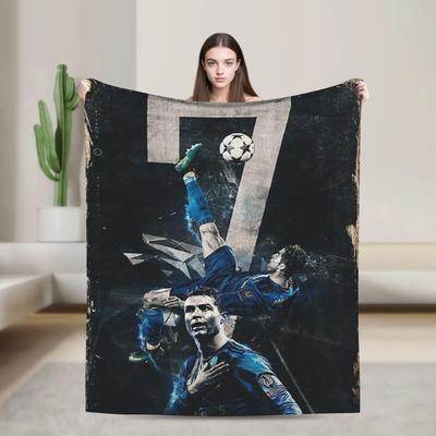 C Ronaldos Football Soccer Knitted Blanket Fleece Super Soft Throw Blanket for Bedding Couch Bed Rug