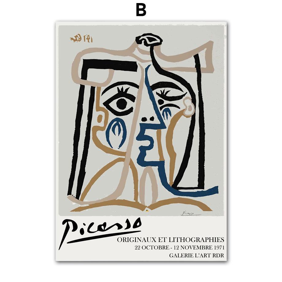 Abstract Picasso Vintage Posters And Prints Line Face Rainbow Leaves Wall Art Canvas Painting Pictures Living Room Home Decor