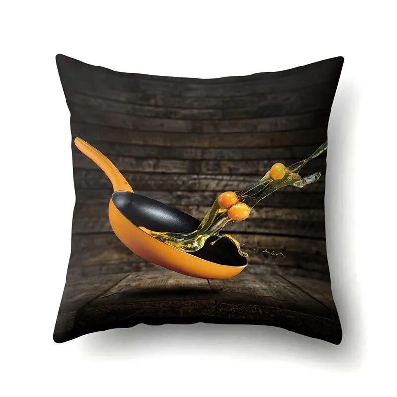 Cooking Food Pillowcase Cartoon Pattern  Lumbar Pillow Sofa   Cushion