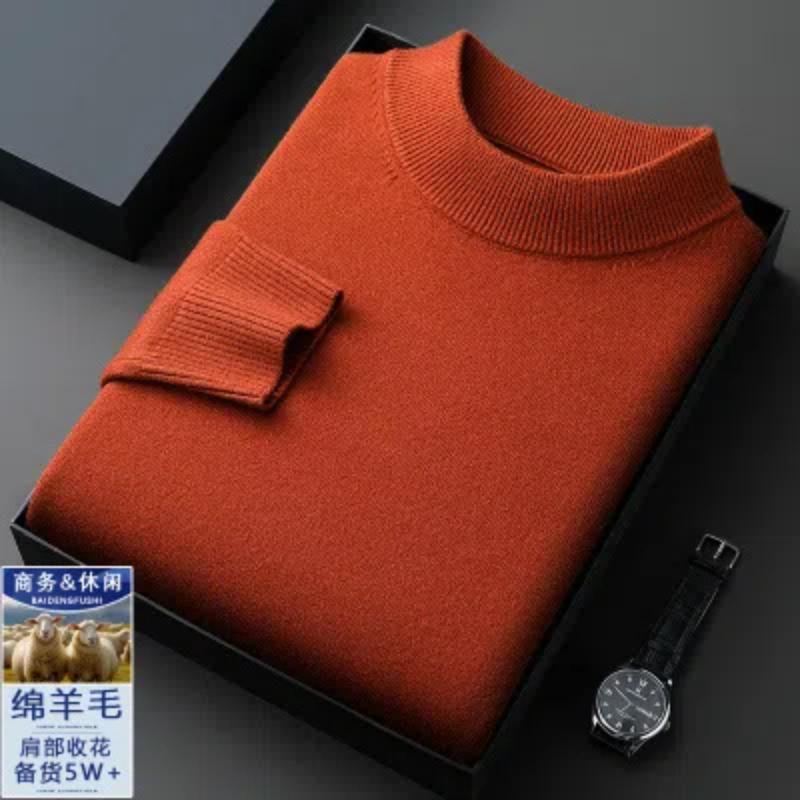 

Смарт-повседневные свитера осень-зима, новые мужские однотонные свитера с воротником-стойкой, простые, модные, деловые, с длинным рукавом, свободные, трикотажные, с верхом XXXL сахар коричневый
