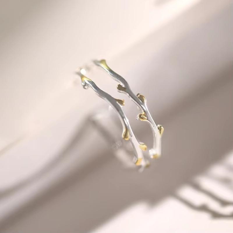 925 Silver Branch Ring For Women Jewelry Finger Adjustable Open Ring For Party Birthday Gift