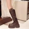 Winter Short Plush Women Knee High Boots Fashion Slip On Knight Long Booties Ladies Casaul Platform Heels Botas Mujer
