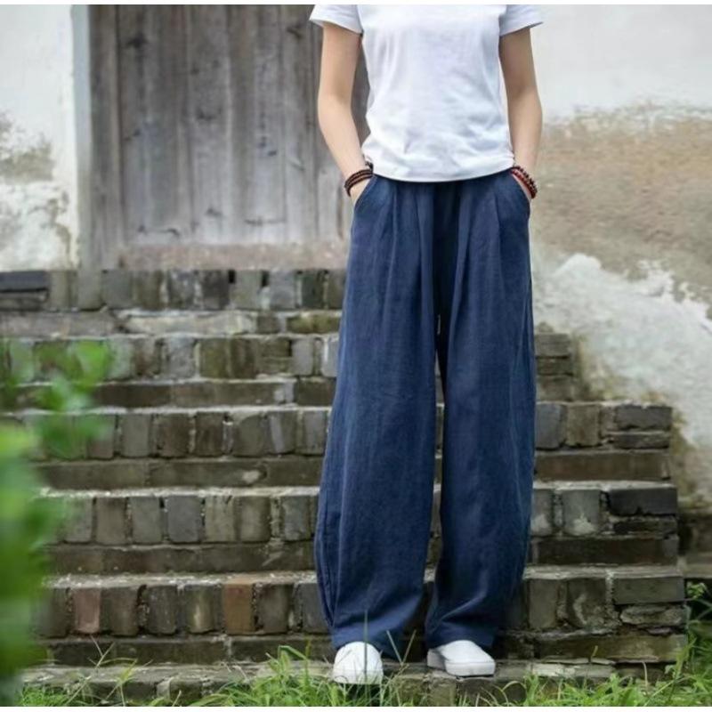 Cotton and Linen Lantern Pants Artistic Loose and Versatile Casual Long Pants Practicing Tai Chi Pants Women’s Trousers