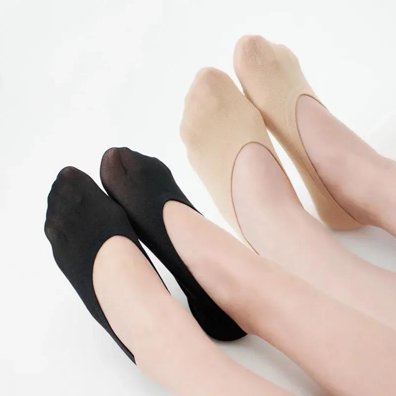 20/40/60pcs Transparent Invisible Socks Women Summer Thin Boat Socks Non-slip High Heels Slippers Seamless Ice Silk Ankle Sox