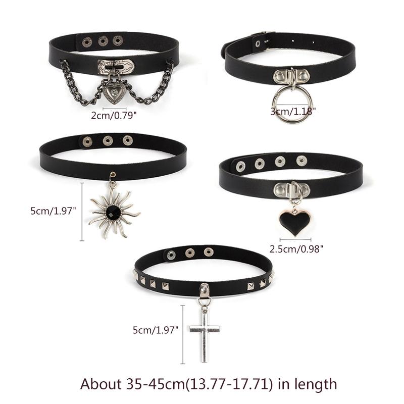 Punk Choker Collar Necklace Pu Leather Goth Rivets Choker Necklace Pendientes Party Club Sexy Gothic Femme Jewelry