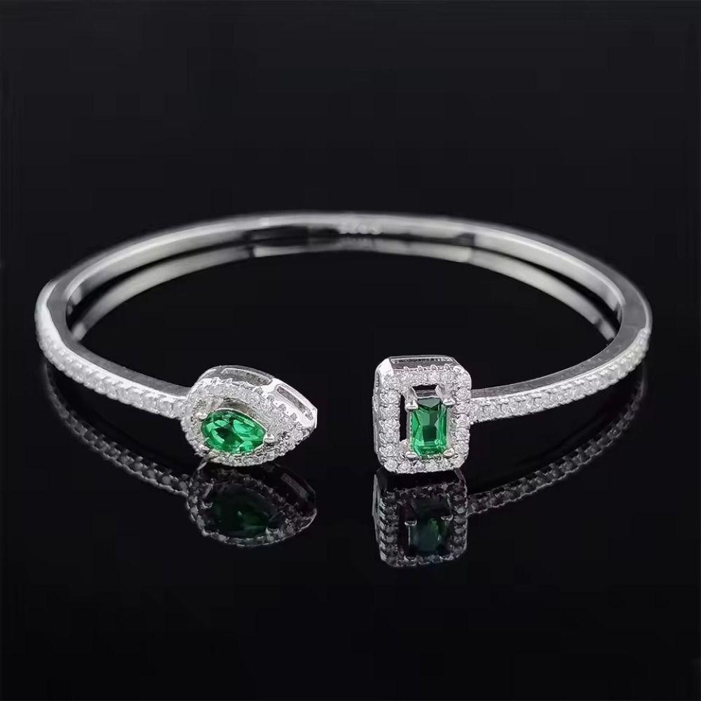 Waterproof Cubic Zirconia Cuff Bracelet Handmade Adjustable Open Bangle  Female Lady Girl