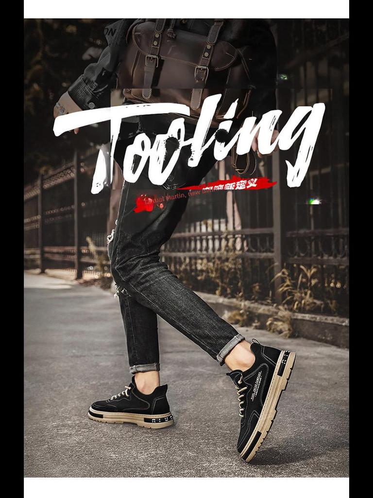 Botas de Trabajo Transpirables de Otoño para Hombre - Resistentes al Desgaste, Modernas, Zapatos de Tablero Casuales Negros para Combinar con Todo