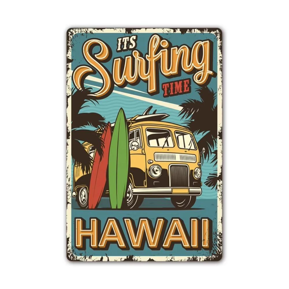 Vintage Tin Art of Summer Beach Scenes: Ideal Wall Murals for American Bar Backdrops and Home Decor
