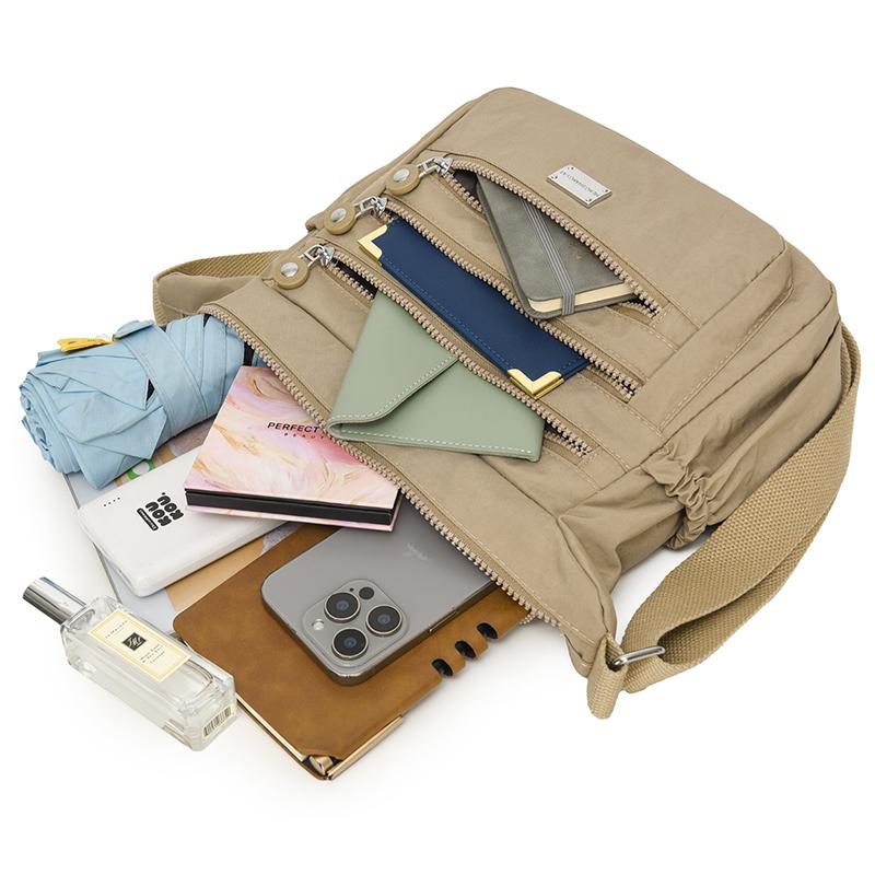 Large Capacity Water-Repellent Nylon Bag Women's Shoulder Crossbody Bag Multi-Pocket Middle-Aged Mother Bag