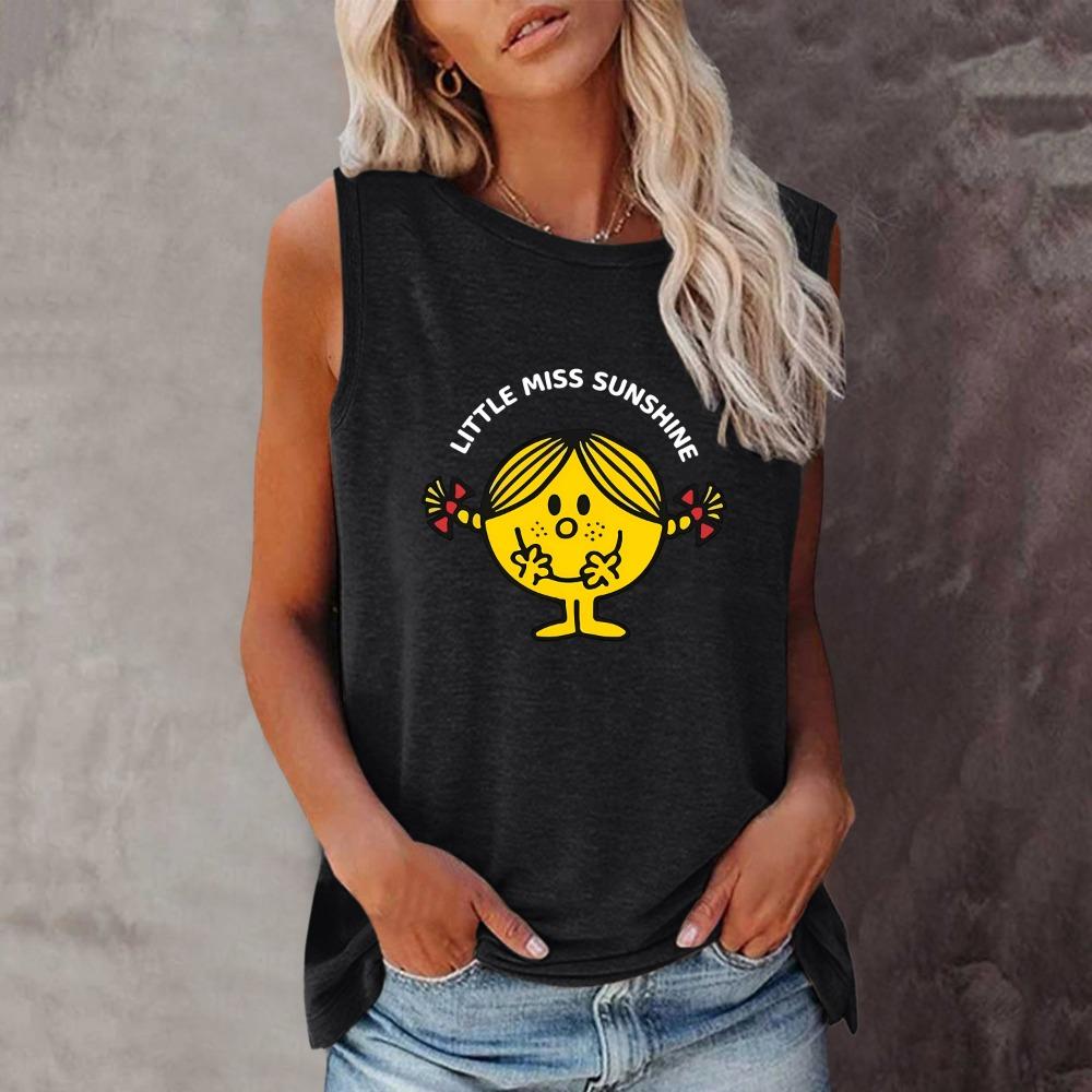 

Майка-топ с принтом «Улыбающееся лицо», повседневный топ без рукавов с круглым вырезом для лета и весны, женская одежда XL