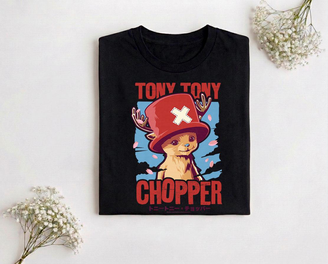 Relaxing and Tony Chopper One Piece Tony Tony Distressed Kanji Shirt One Piece Anime Gifts Shirt 2026 New Cotton Summer Tshirt L