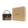 Coach Marlie 24 Color Block Turn-Lock Signature Canvas And Leather Small Cambridge Satchel Bag Women Handbags Black Dark-Brown C1563-IMNOX