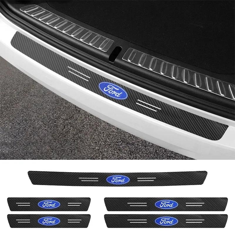 Carbon Fiber Car Door Sill Threshold Anti Scratch Protector Sticker For Ford Fiesta Focus 2 3 MK2 MK3 Ranger Mondeo Fusion Kuga