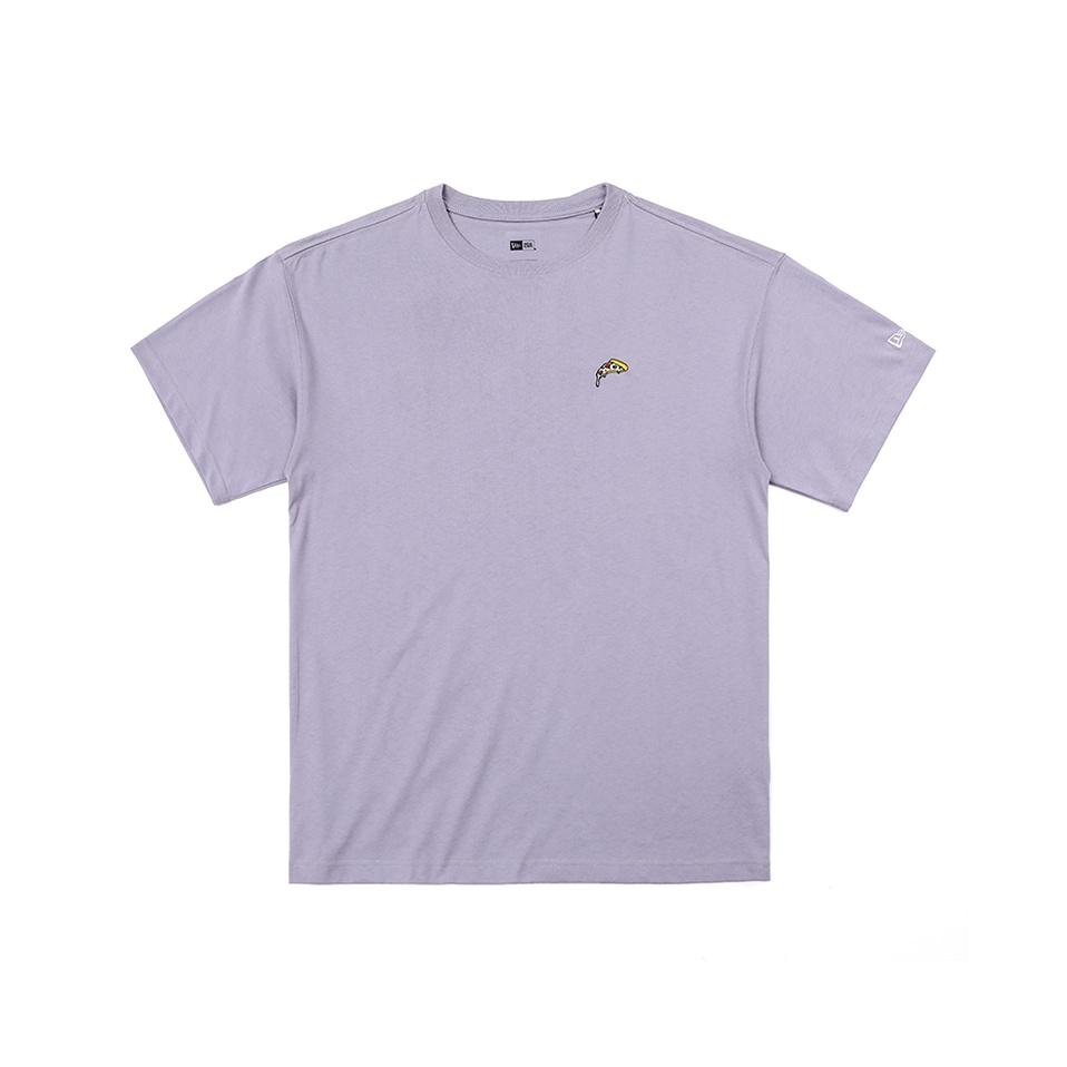 New Era X MLB Collaboration Pizza Letter Print Casual Crew Neck Short Sleeve T-Shirt Unisex T-Shirt Purple 12848772